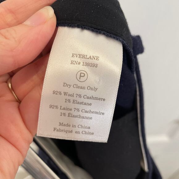 Everlane The Flannel Crop Pants Navy Blue Trousers Wool Cashmere Career 0 - Picture 4 of 5